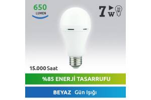 Nextled E27 7W Şarjlı Led Ampul Beyaz