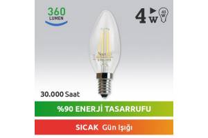 Nextled E14 LED Mum Ampul 4W Sıcak Kuyruksuz