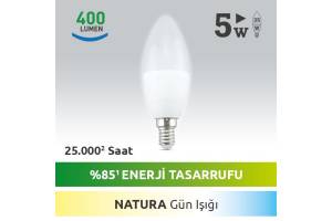 Nextled E14 LED MUM AMPUL 5W SICAK Gün Işığı