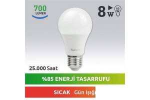 Nextled E27 LED Ampul 8W Sıcak